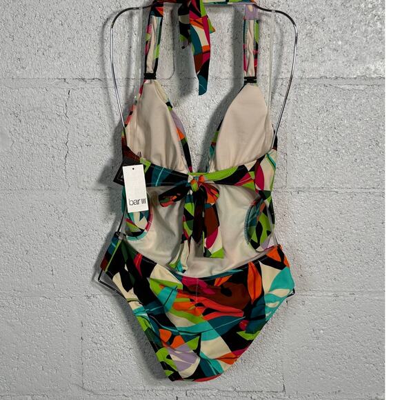 Bar III Tropical print Cowlneck One-Piece Swimsuit  Multi S - Picture 5 of 13